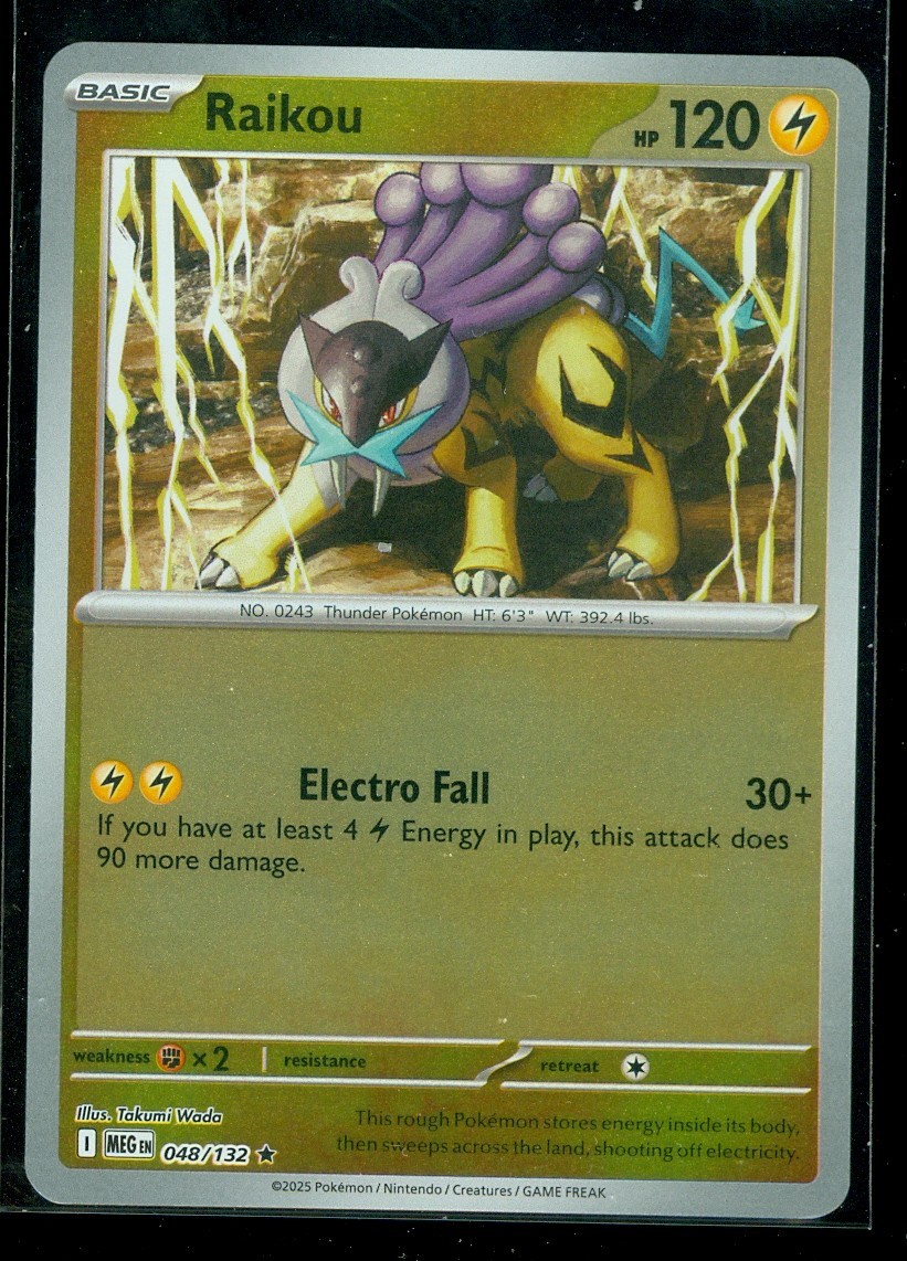 Pokemon RAIKOU 048/132 - Mega Evolution - RARE Rev Holo - MINT
