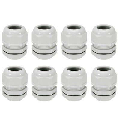 8 Pcs G1'' Cable Glands Adjustable 17-25mm(White)