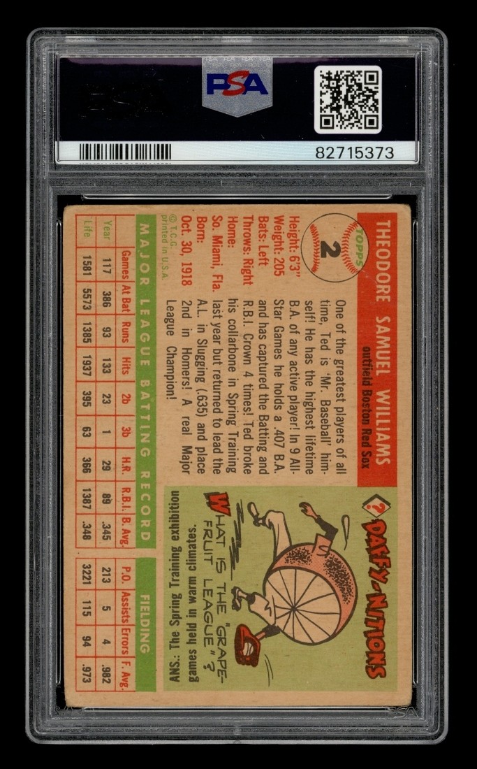 1955 Topps Set-Break #  2 Ted Williams PSA 1 PR view 2