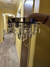 Home Ivy Glass Droplet Ceiling Light Chrome & Crystal-Style Chandelier 25cm NEW