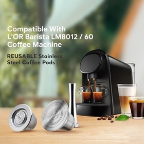 4 in 1 Reusable Stainless Steel Coffee Capsules Compatible with L'OR B Arista LM