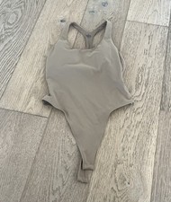 Alo Yoga Bodysuit Womens Small Tan Racerback Thong Airlift Barre Dance