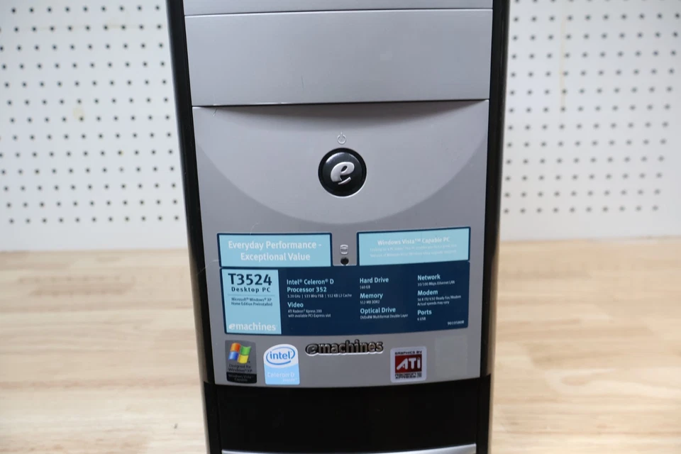 Nice Used eMachines T3524 Desktop Computer Intel Pentium D - Sleeper Case USA - Image 3 of 4