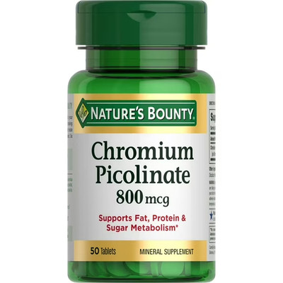 Nature's Bounty Chromium Picolinate 800 mcg Mineral Supplement 50 tablets