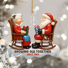 Personalized Couple Ornament Santa Mrs Claus Rocking Chair Keepsake Anniversary