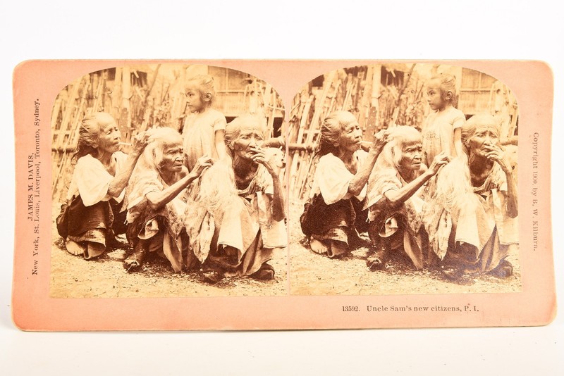 1900 Killburn Stereoview Photo 7x3½" - Uncle Sam's New Citizens Philippines V25