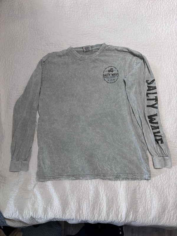 Salty Wave Collection Men’s XL Gray Graphic Print Cotton Long Sleeve Tee