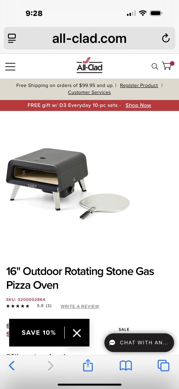 All-Clad Gas Pizza Oven with Rotating Stone for Perfect Crust