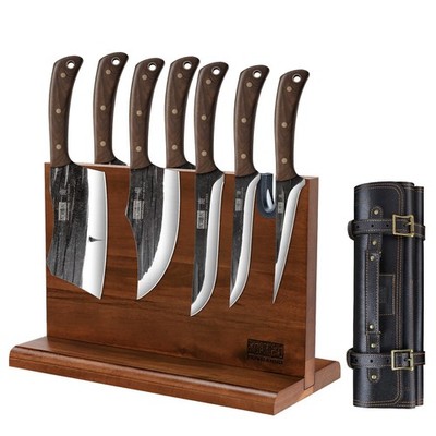 HOSHANHO 8 Pieces Butcher Knife Set with Storage & Magnetic Knife Block Holder