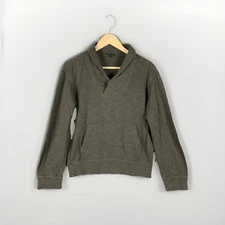 Theory Top Women Small Shawl Collar Slub Boxy Long Sleeve Pullover