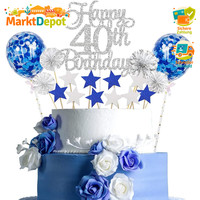 Cake Topper 40 Happy Birthday Tortendeko RoséGold FüR Geburtstagstorte 17 StüCk