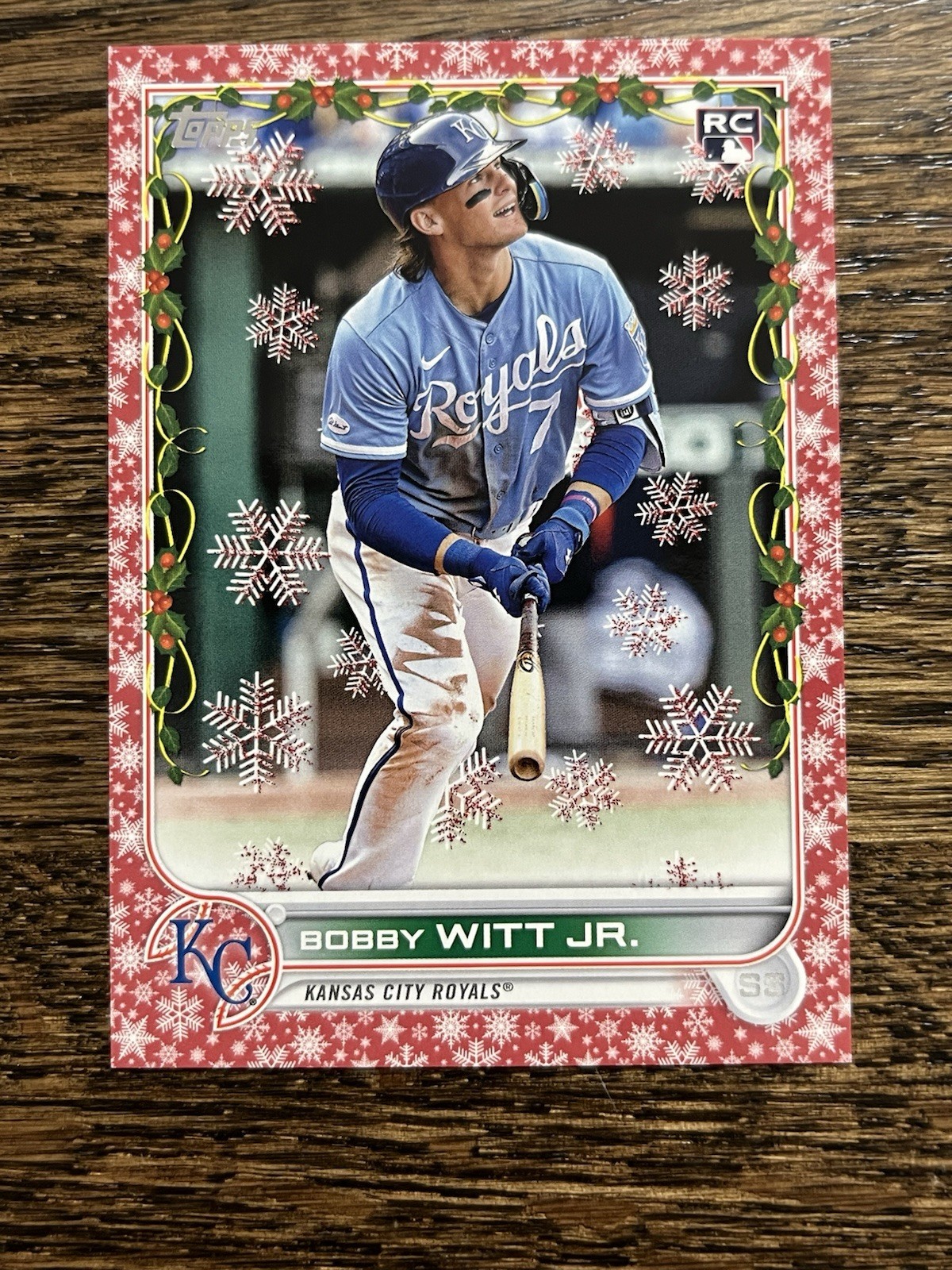 2022 Topps Holiday Bobby Witt Jr. Red Metallic 65/99 Rookie RC HW150