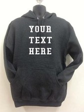 Custom Personalized Design or Text Hoodie Black White Grey Red Blue All Sizes
