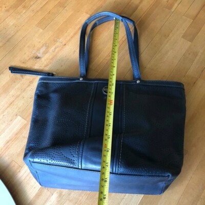 Vintage COACH Black Perforated Leather Tote Shoulder Bag | eBay
