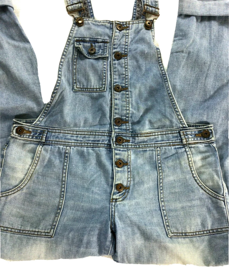 Синий джинсовый цельный комбинезон приталенный регулируемый ремень женский размер 28 - Изображение 3 из 4