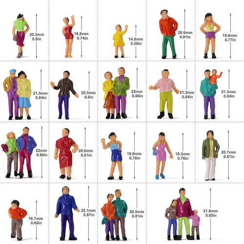 100pcs Model Trains HO Scale 1:87 Painted Figures 19 Poses Standing People - Picture 3 of 8