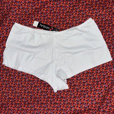 New Espiral White Hipster Boy shorts Panties Sz Small Exotic Dance Wear Go go