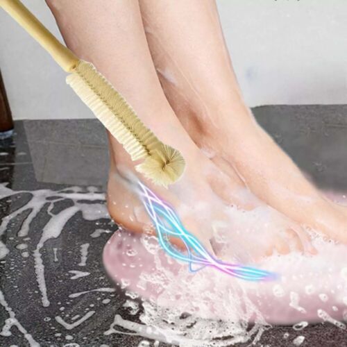 3PC Long Handle Toe Gap Cleaning Brush Foot Scrubber In Shower Wood Foot Brush - Picture 4 of 10