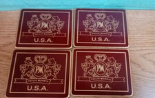 VINTAGE PHILIP MORRIS Maroon & Gold COASTERS with Lions and crown