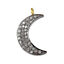 thumbnail 5  - Diamond Pave 14K Gold Crescent Moon Pendant 925 Silver Fine Anniversary Jewelry