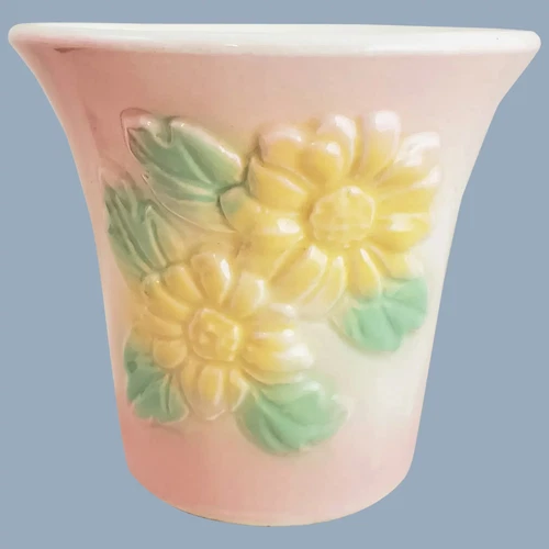 Vintage HULL Pottery Pink Sun Glow Daisy Planter #97 Sunglow Vase 5"