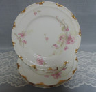 3 Haviland Limoges Lunch Plates Schleiger 54 Embossed Bellflowers Pink Gold 8.5" — photo 1