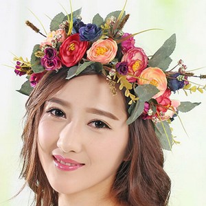 Floral Garland Headband Women Wedding Flower Wreath Bohemia Crown