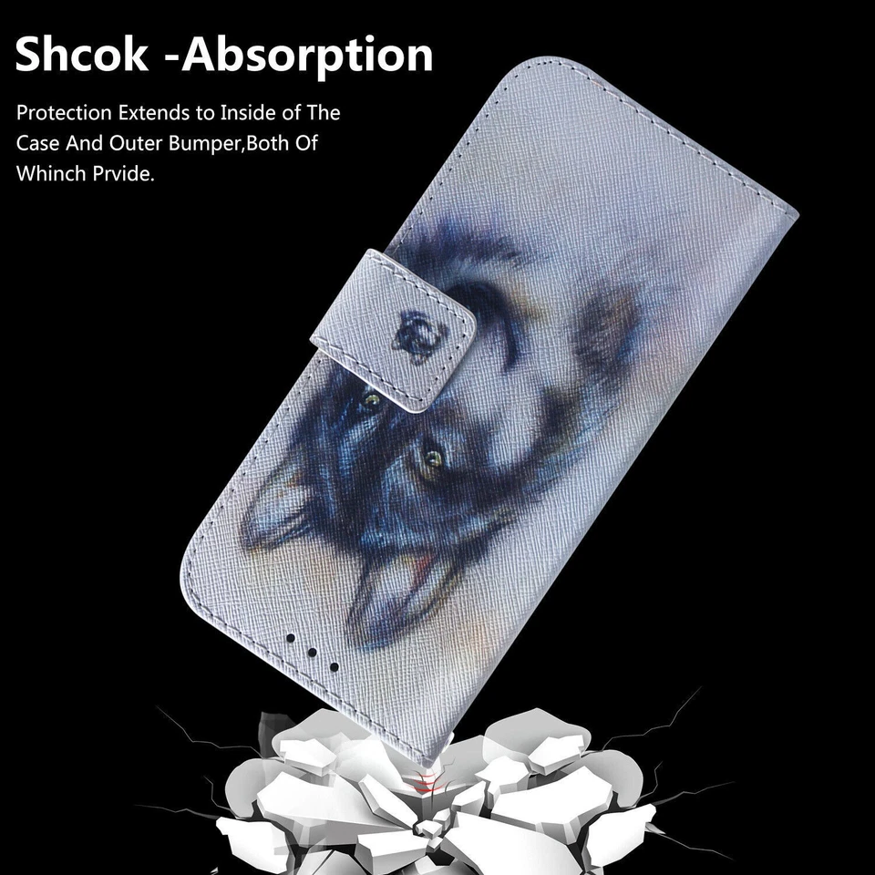 Funda de cuero para teléfono billetera perro lobo león para Samsung S23 S22 S21 S20 S10 S9 S8 S7 Foto 2 de 4