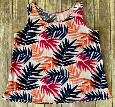 WHITE STAG Women's Sleeveless Round Neck Multicolor Printed Blouse Top Size XL