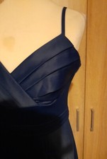 Robe De Soirée Enchantée Par Ann Louise Roswald - Bleu Satin, Taille 8-10, Longueur Genou, Occasion Très Bon état