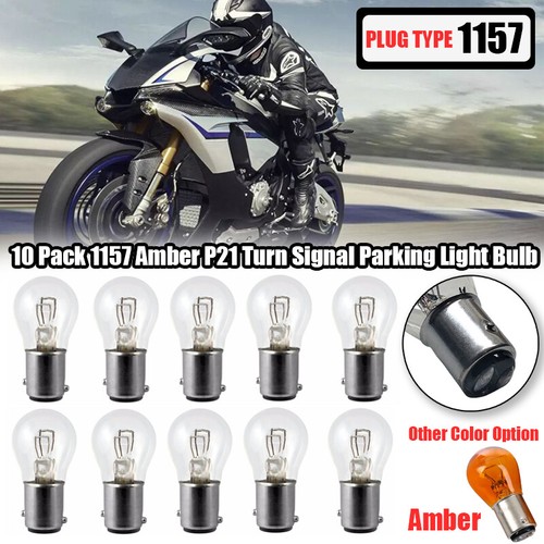 10 PCS 1157 White/Amber P21 Turn Signal Parking Light Bulb Lamp For Motorcycle