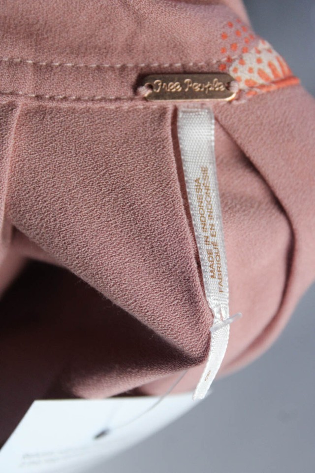 Free People Womens Pleated Floral V Neck Mini A Line Dress Blush Pink