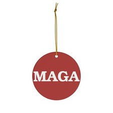 DistinctInk Ceramic Ornament, Trump MAGA Christmas Ornament, Holiday Decor