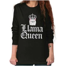 Llama Queen Save The Drama Alpaca Cute Gift Long Sleeve T Shirt Tees For Women