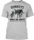 Donkey donkeys Make Me Happy t T-Shirt Made in the USA Size S to 5XL