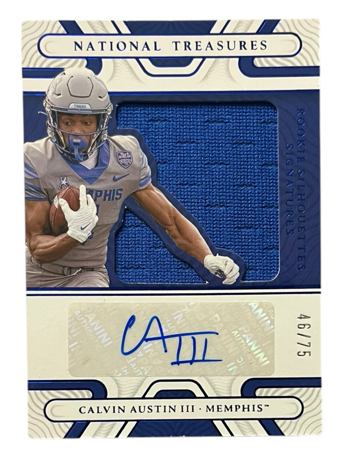 2022 Panini National Treasures Collegiate Calvin Austin Rookie Patch Auto /75
