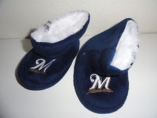 TODDLER'S WARM BLUE "MILWAUKEE BREWERS" SLIPPERS-SIZE XL-5" FROM HEEL TO TOE
