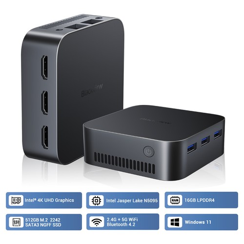 Blackview MP80 Mini PC Intel N5095 16GB RAM DDR4 512GB/1TB SSD Windows 11 WIFI 5 - Afbeelding 16 van 17