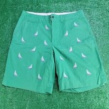Polo Ralph Lauren Men's Shorts Size 34 Green Embroidered Sail Boats RL Logo Rare