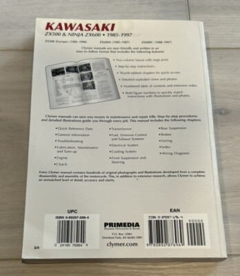 趣味・スポーツ・実用 EVOLUTION MAINTENANCE BOOK CLYMER M452-3 KAWASAKI ZX500/NINJA ZX600 SERVICE MANUAL '85-'97