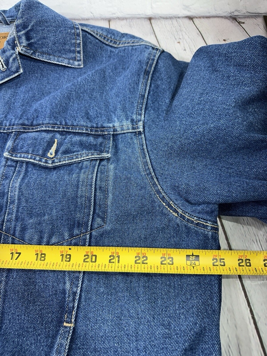 VINTAGE Faded Glory Jacket Mens Medium Blue Jean Denim Button