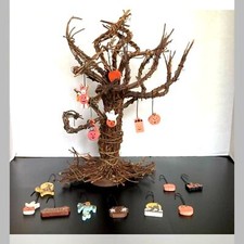 Halloween tree with 15 wooden ornaments -decorations