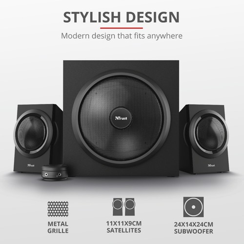 Trust 2.1 Zestaw głośników Głośnik PC Laptop Tablet Smartphone 60 Watt RMS - Zdjęcie 4 z 12