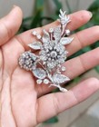 Brooch Pin 14K White Gold Plated 3Ct Round Pass Real Moissanite Tremblant