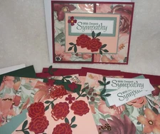 Stampin Up! Card Kit SYMPATHY Floral Gold Embellished Roses Lovely Fun Fold