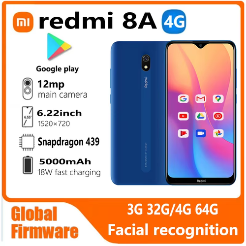 Xiaomi Redmi 8A Smartphone 4G 64G Firmware Globale 5000Mah 6,22 Pollici Snapdarg