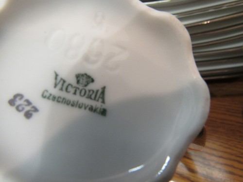 RARE VTG VICTORIA CZECHOSLOVAKIA 223 LUNCH SET WHITE W/ORANGE & SILV (EZS003432) - Picture 2 of 12