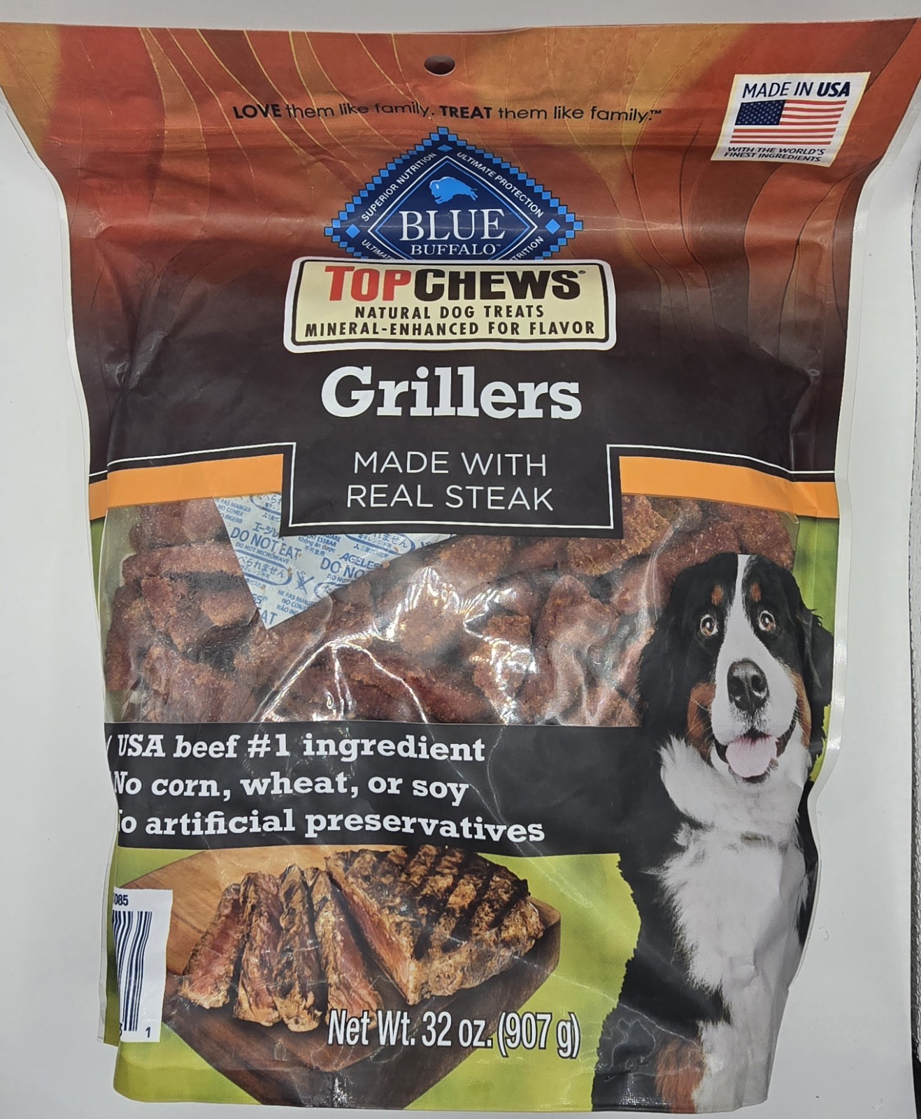 Blue Buffalo Top Chews Grillers Dog Treats Made w/ Real Steak USA Beef 32 oz