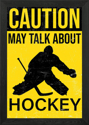 Lustiges gerahmtes Wandbild Vorsicht Hockey Poster Leinwanddruck Bild