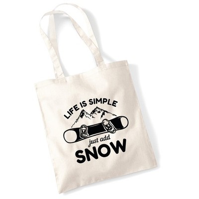 Jutebeutel Snowboard Just add snow Geschenkidee Snowboard Geschenk Präsent Mitbr